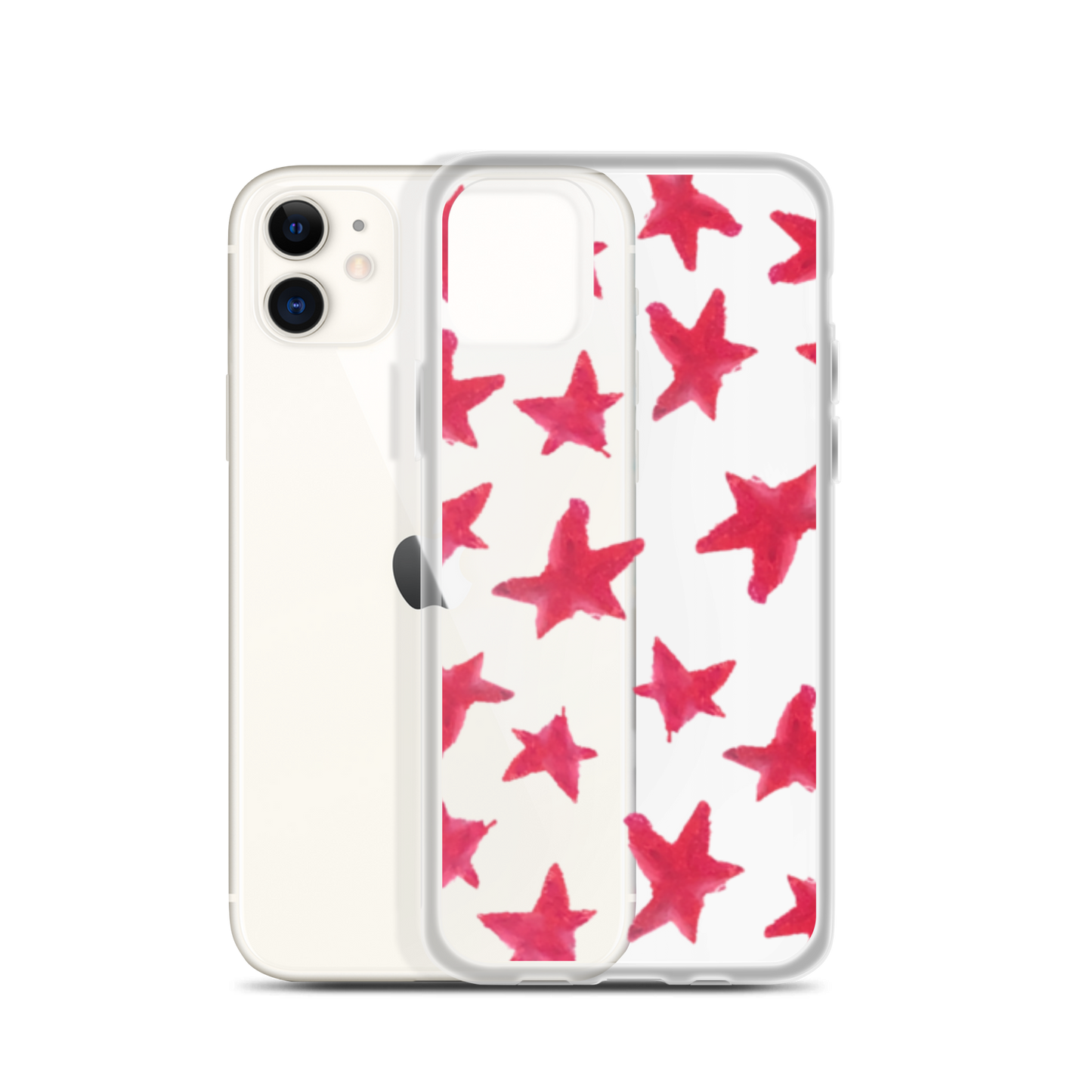 star case muted red in clear