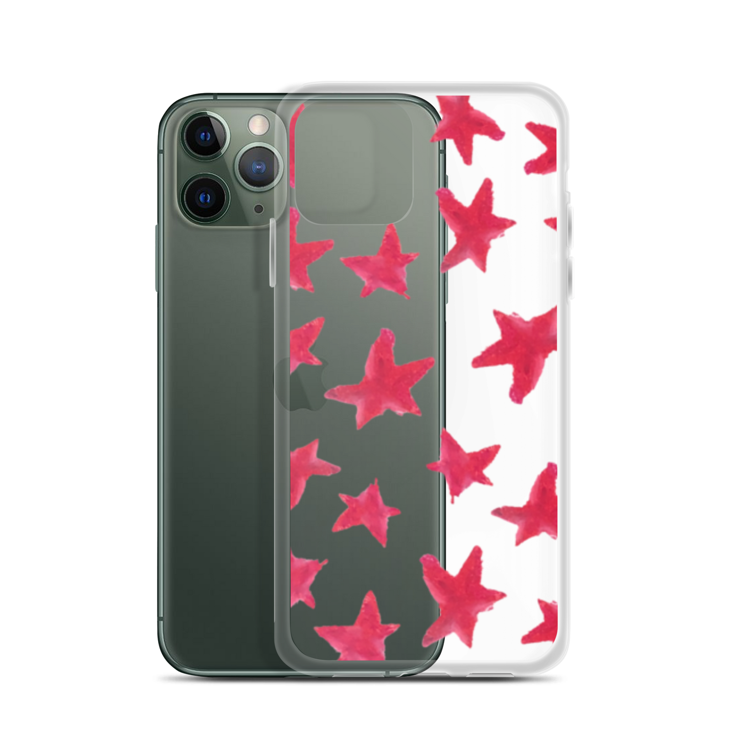 star case muted red in clear