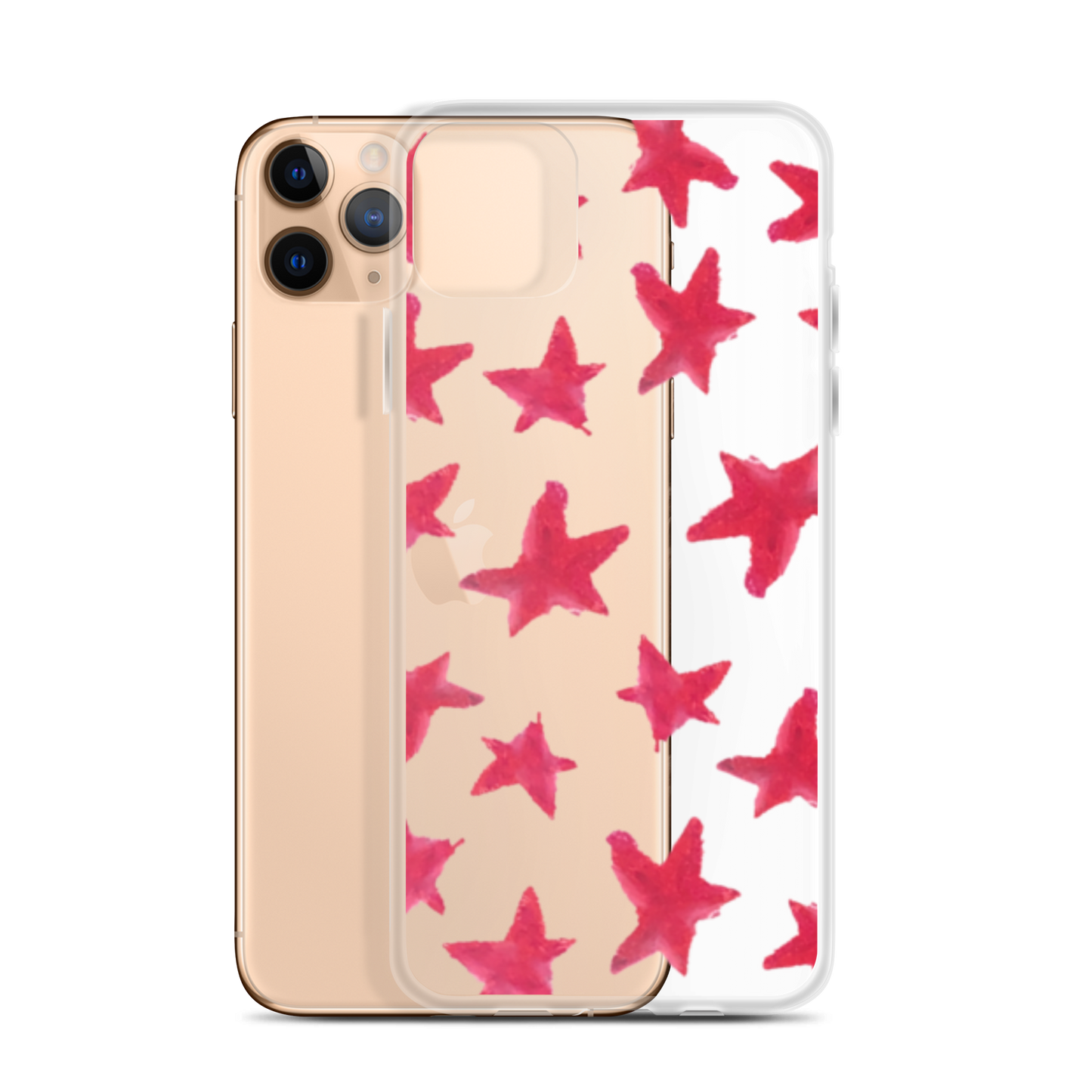 star case muted red in clear