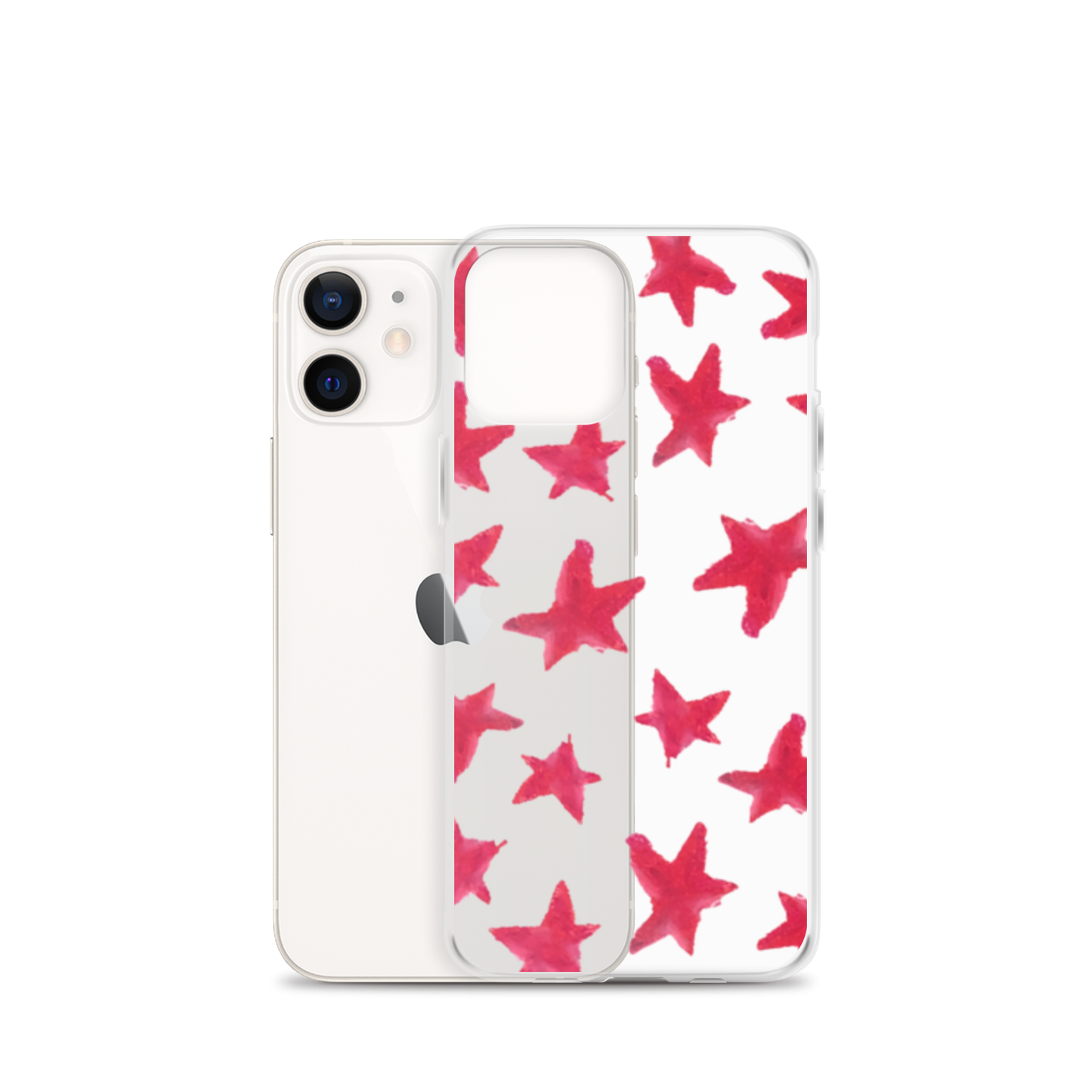 star case muted red in clear