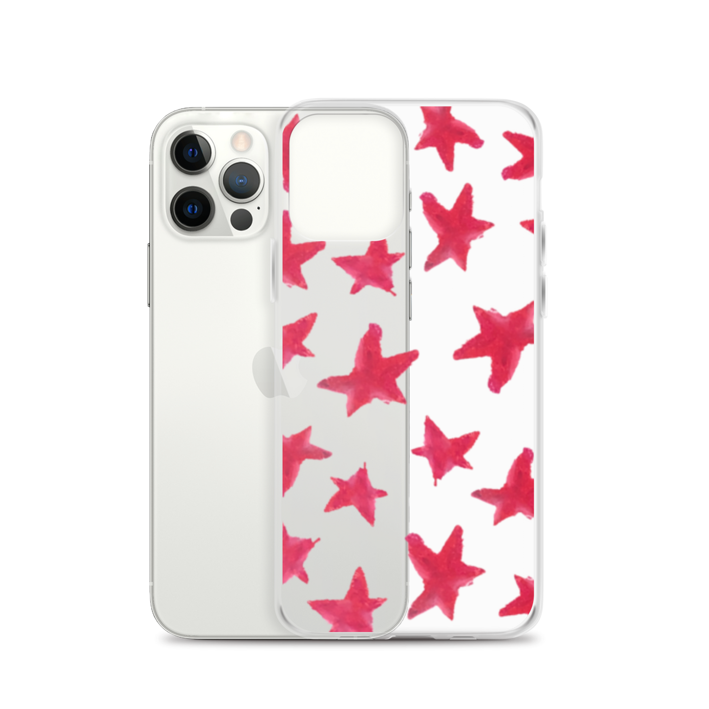 star case muted red in clear