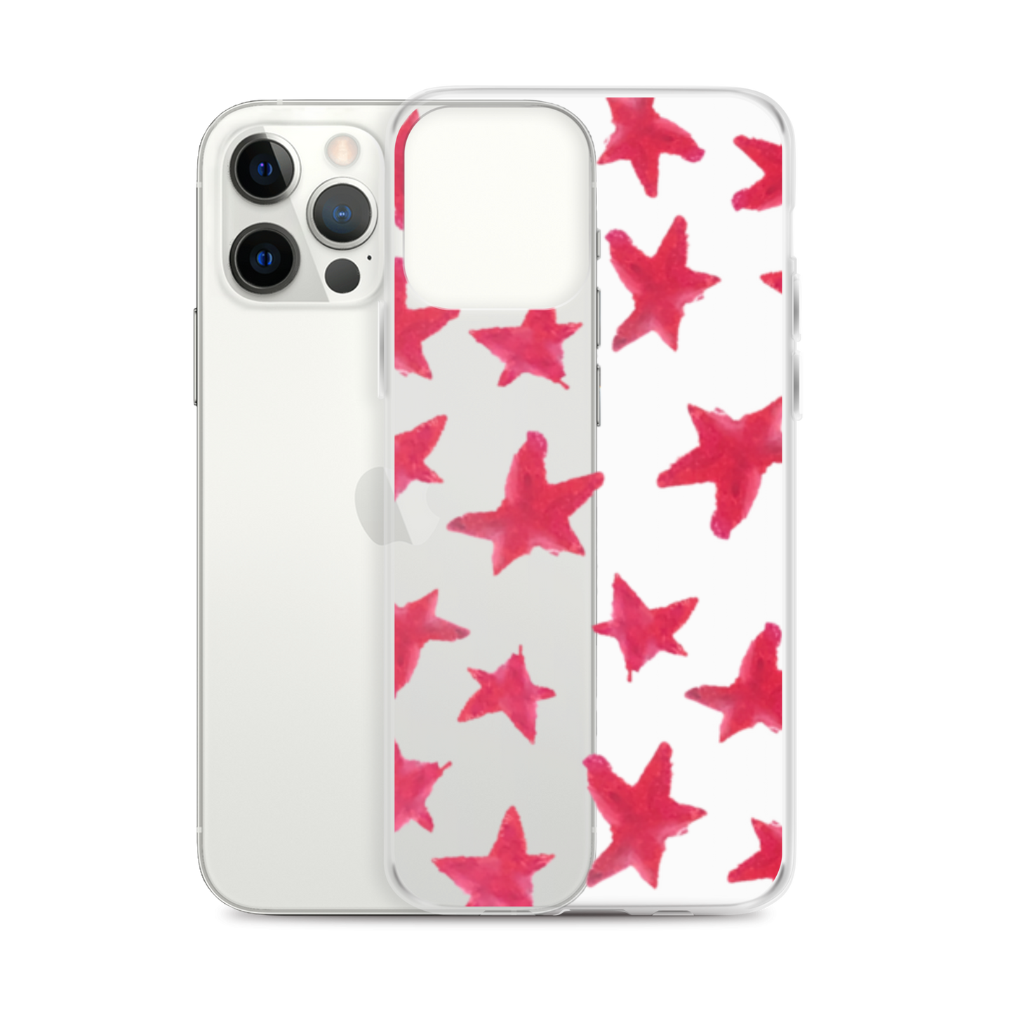 star case muted red in clear