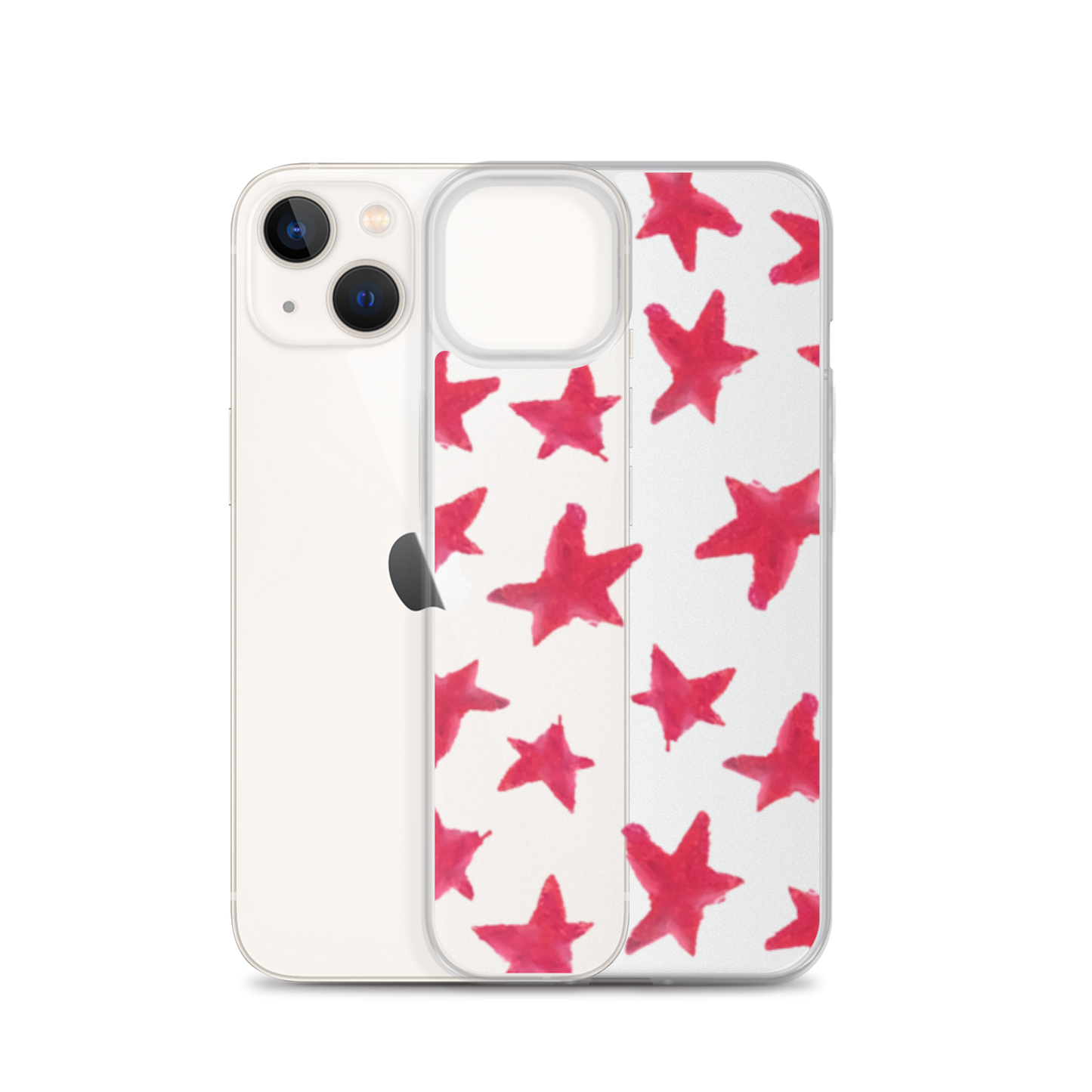 star case muted red in clear