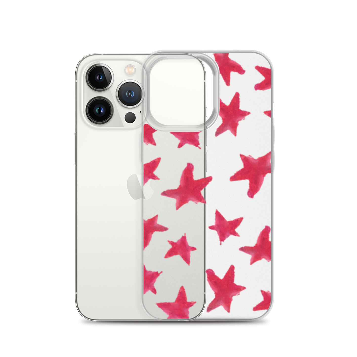 star case muted red in clear