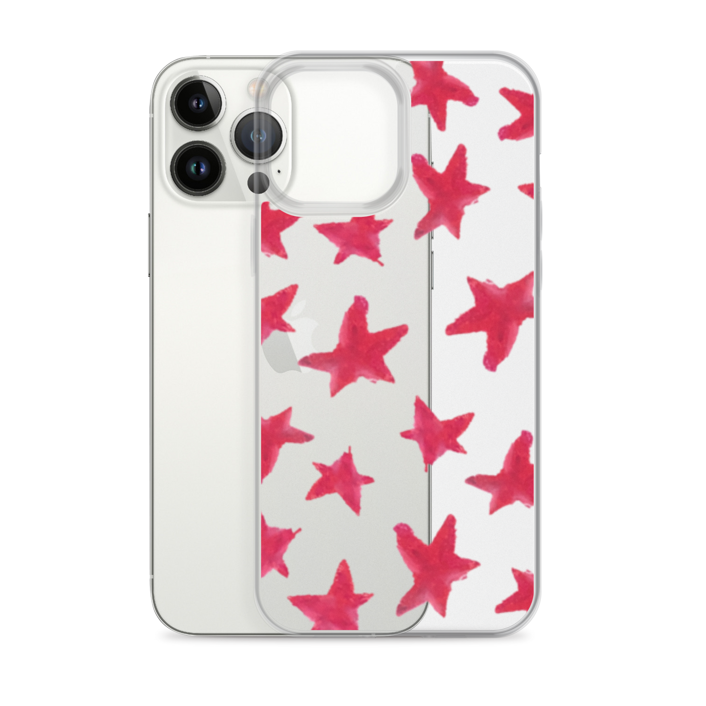 star case muted red in clear