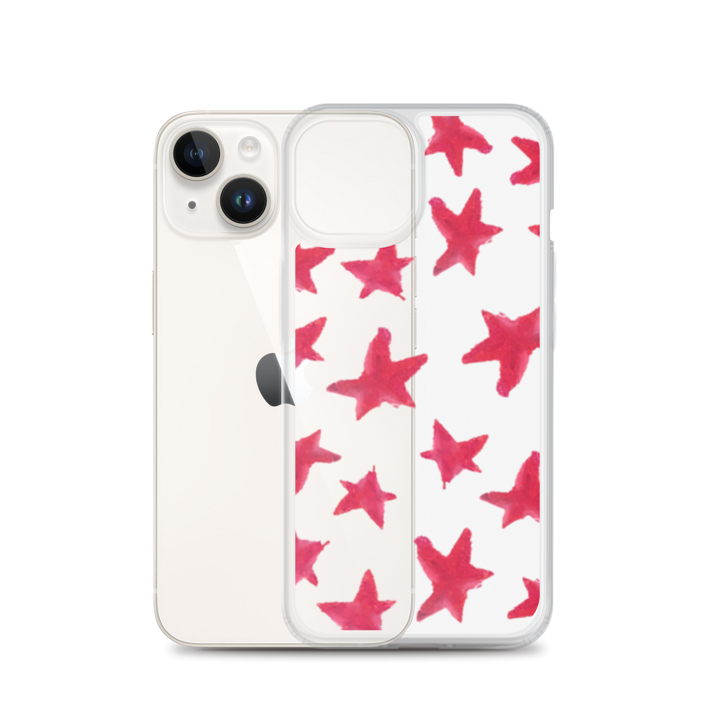 star case muted red in clear