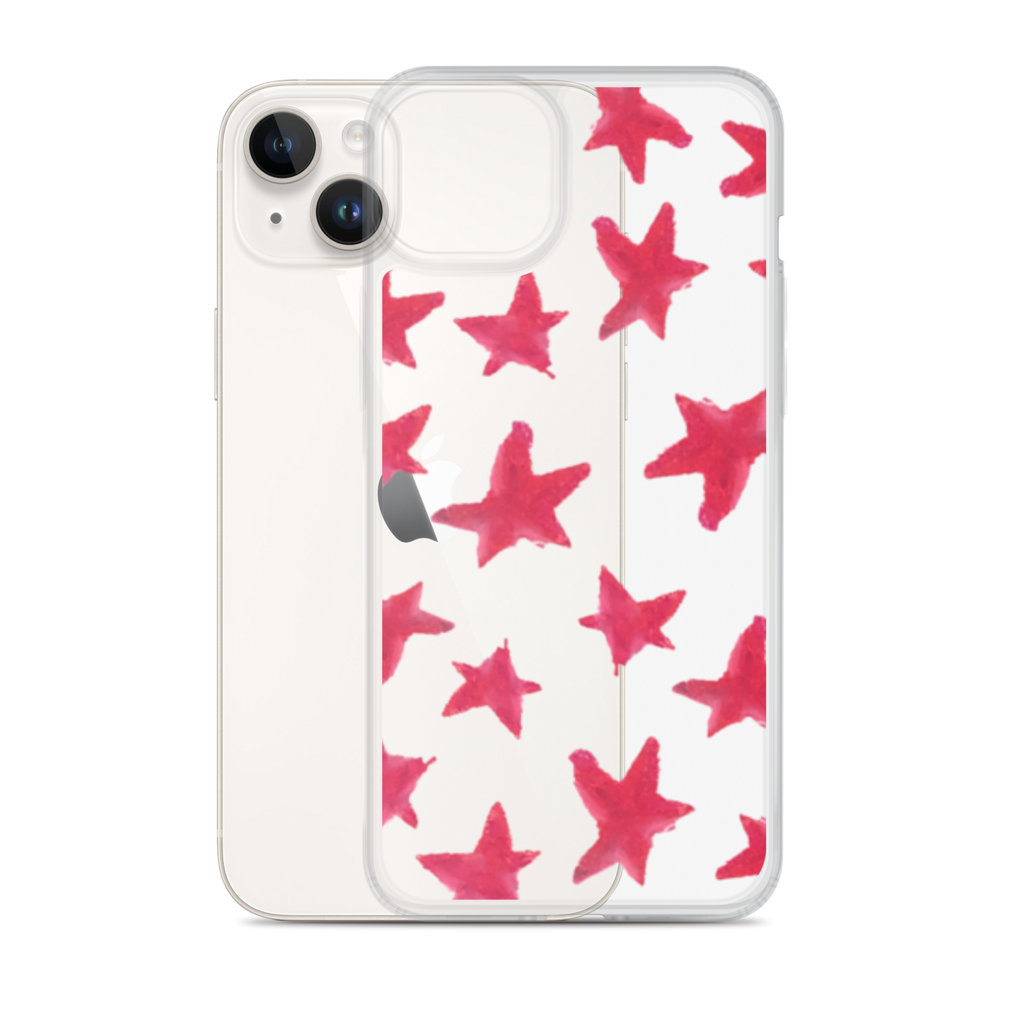 star case muted red in clear