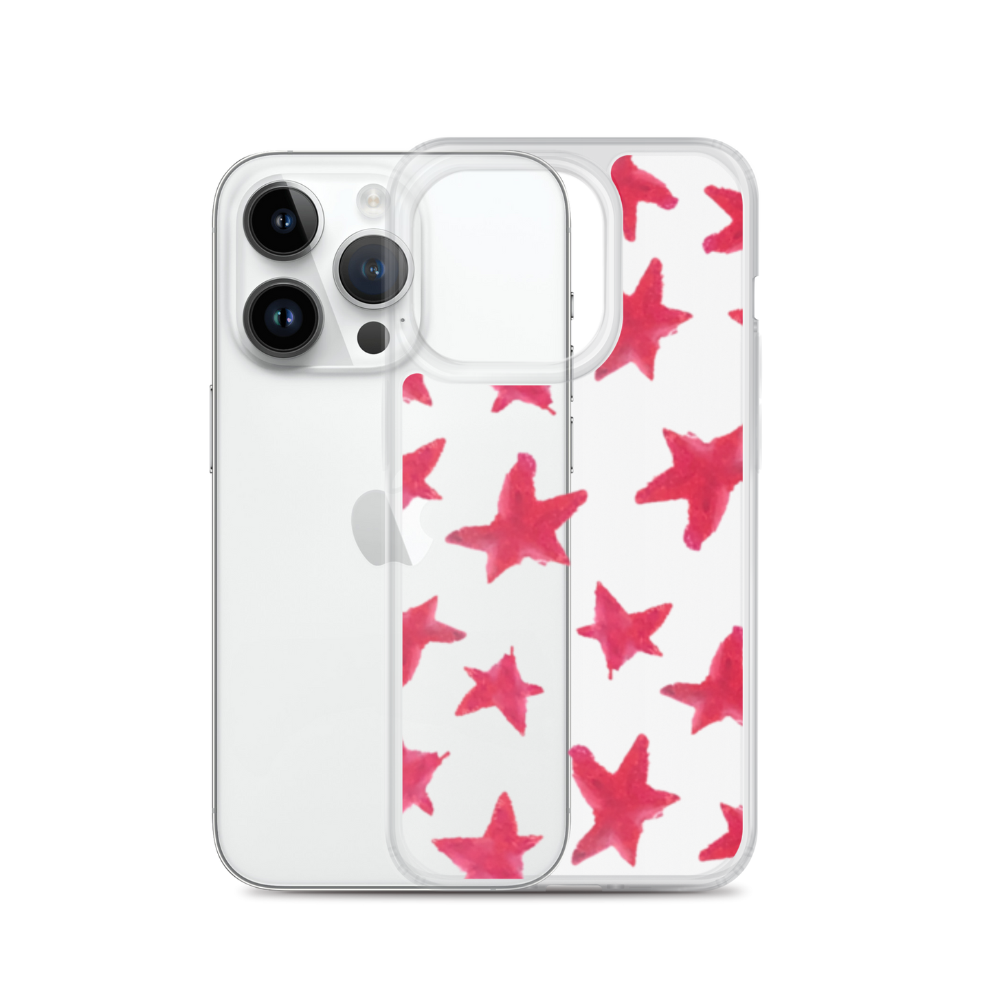 star case muted red in clear