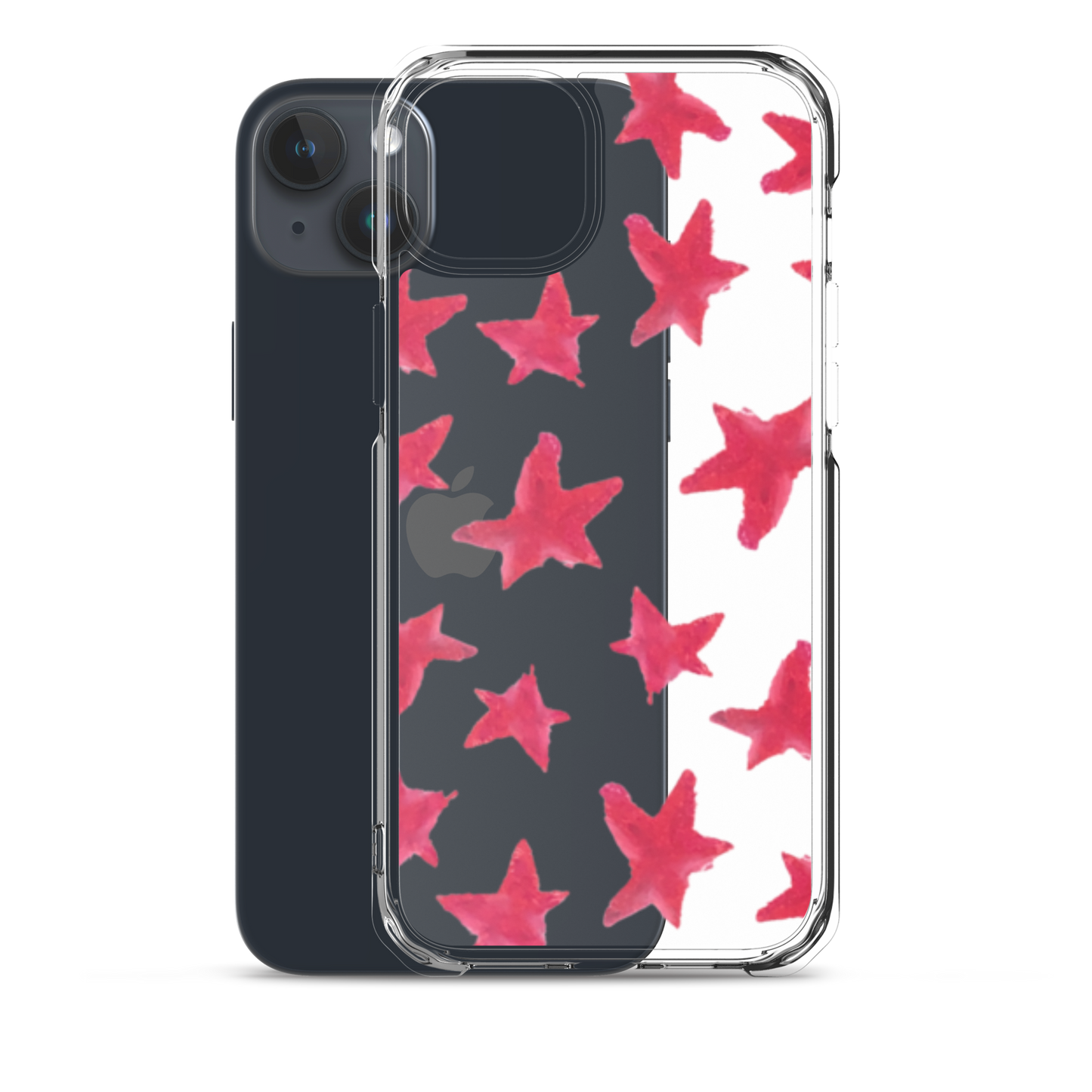 star case muted red in clear