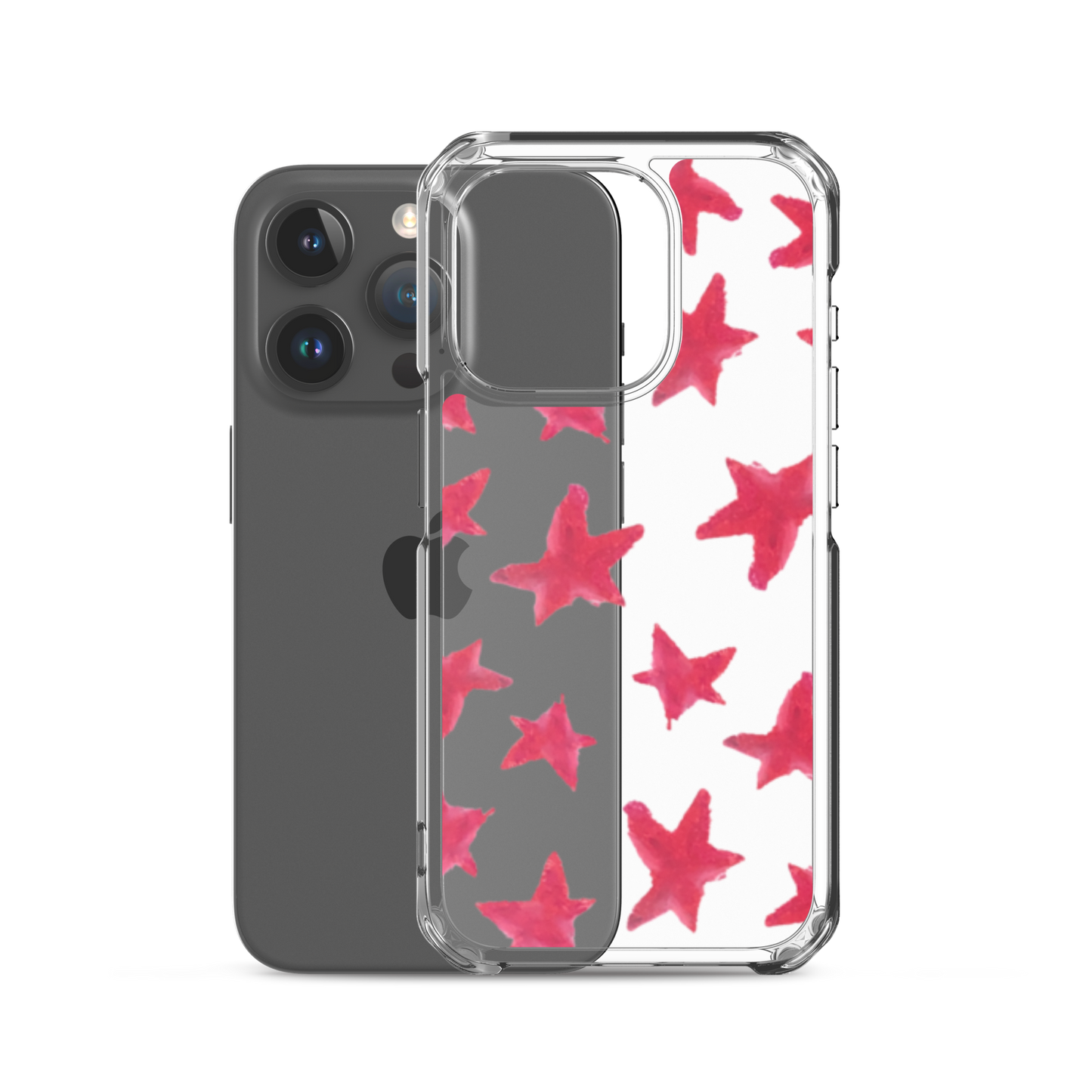 star case muted red in clear