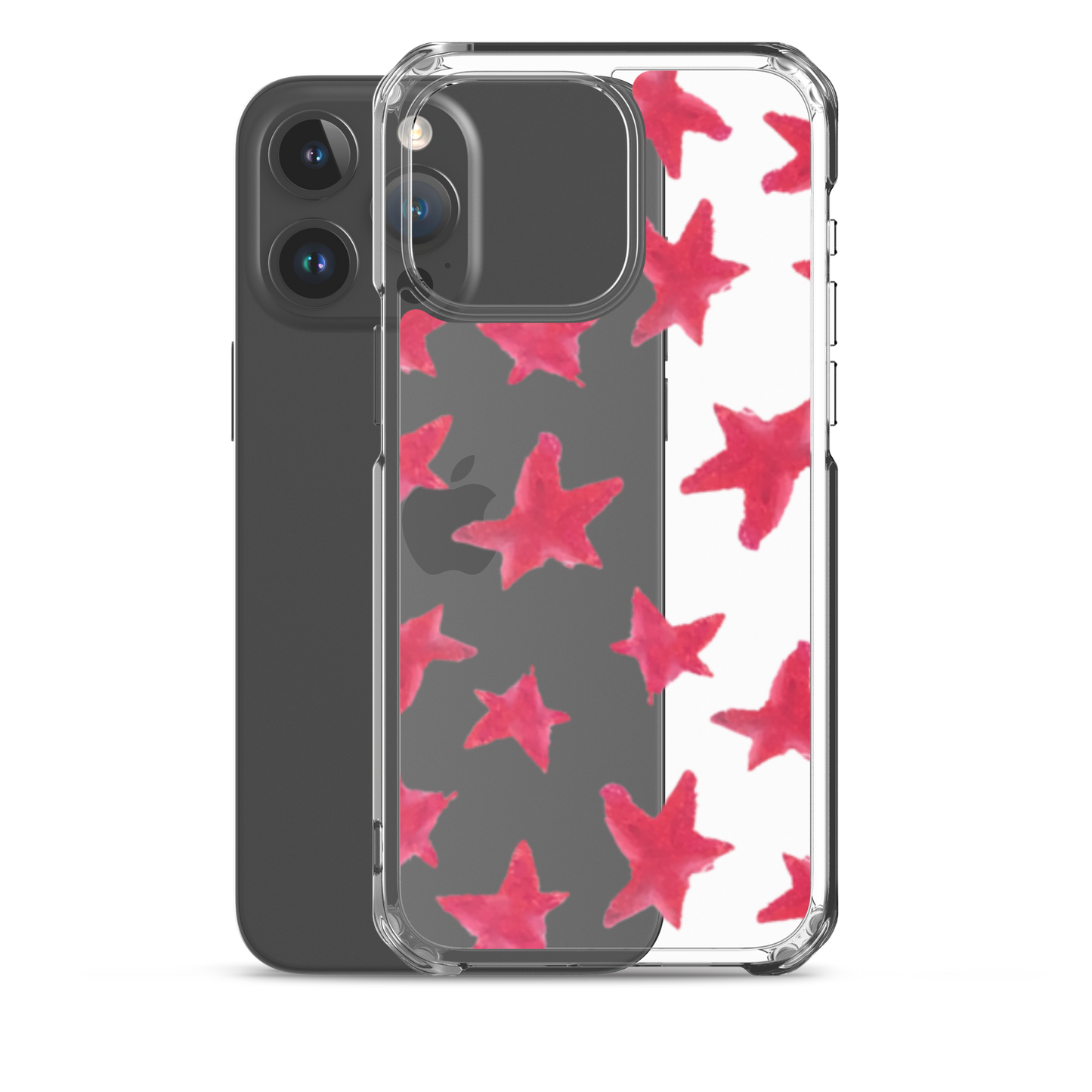 star case muted red in clear