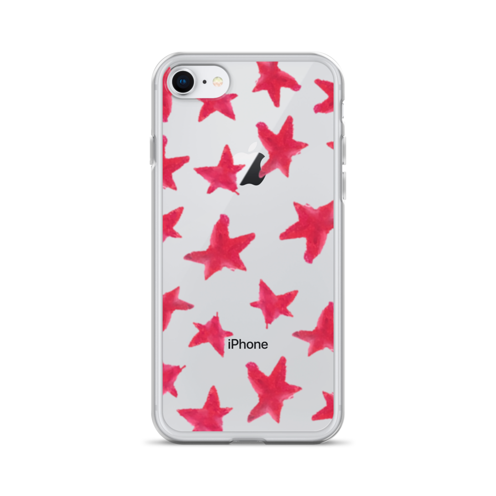 star case muted red in clear