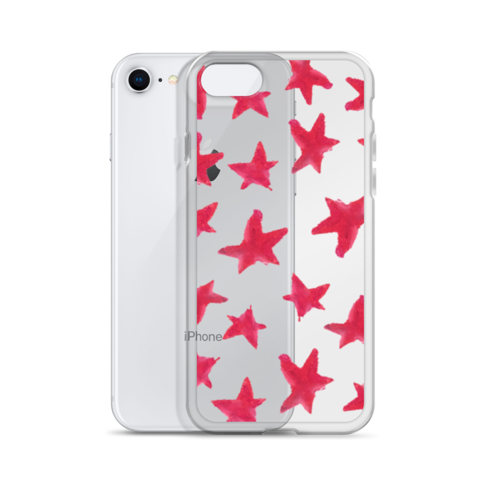 star case muted red in clear