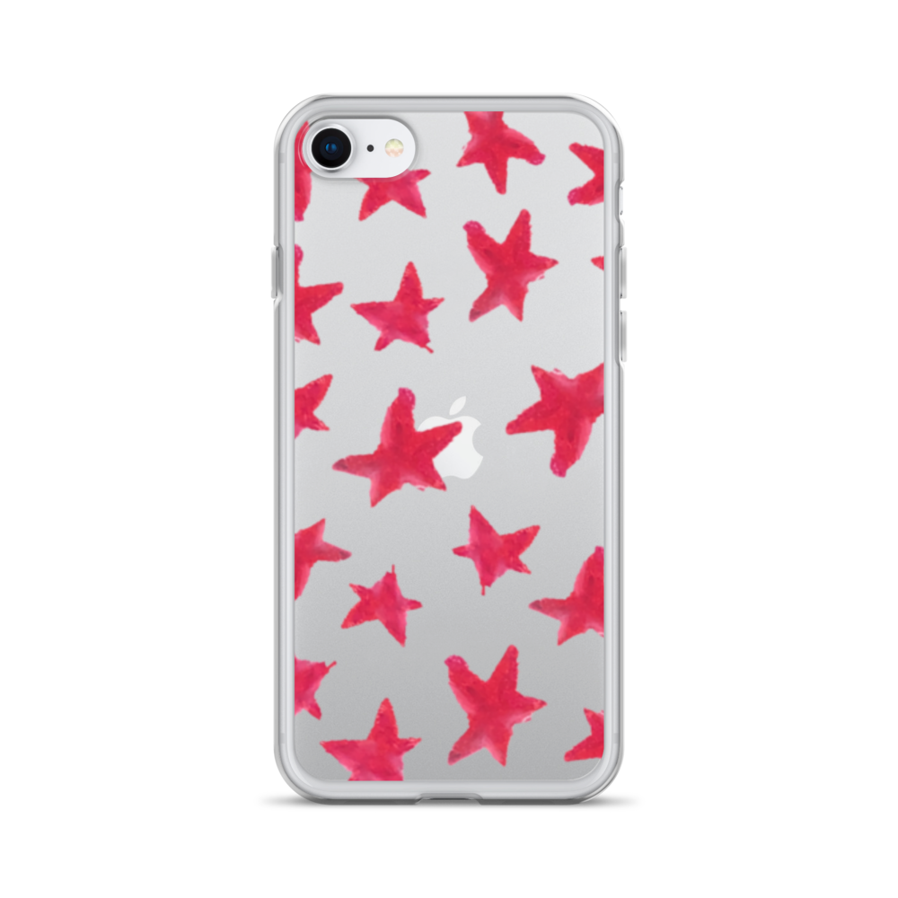 star case muted red in clear