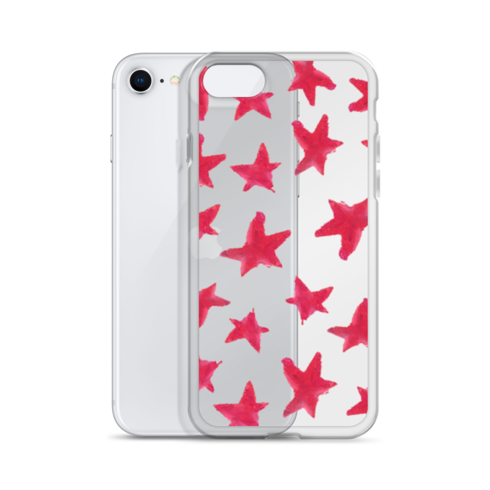 star case muted red in clear