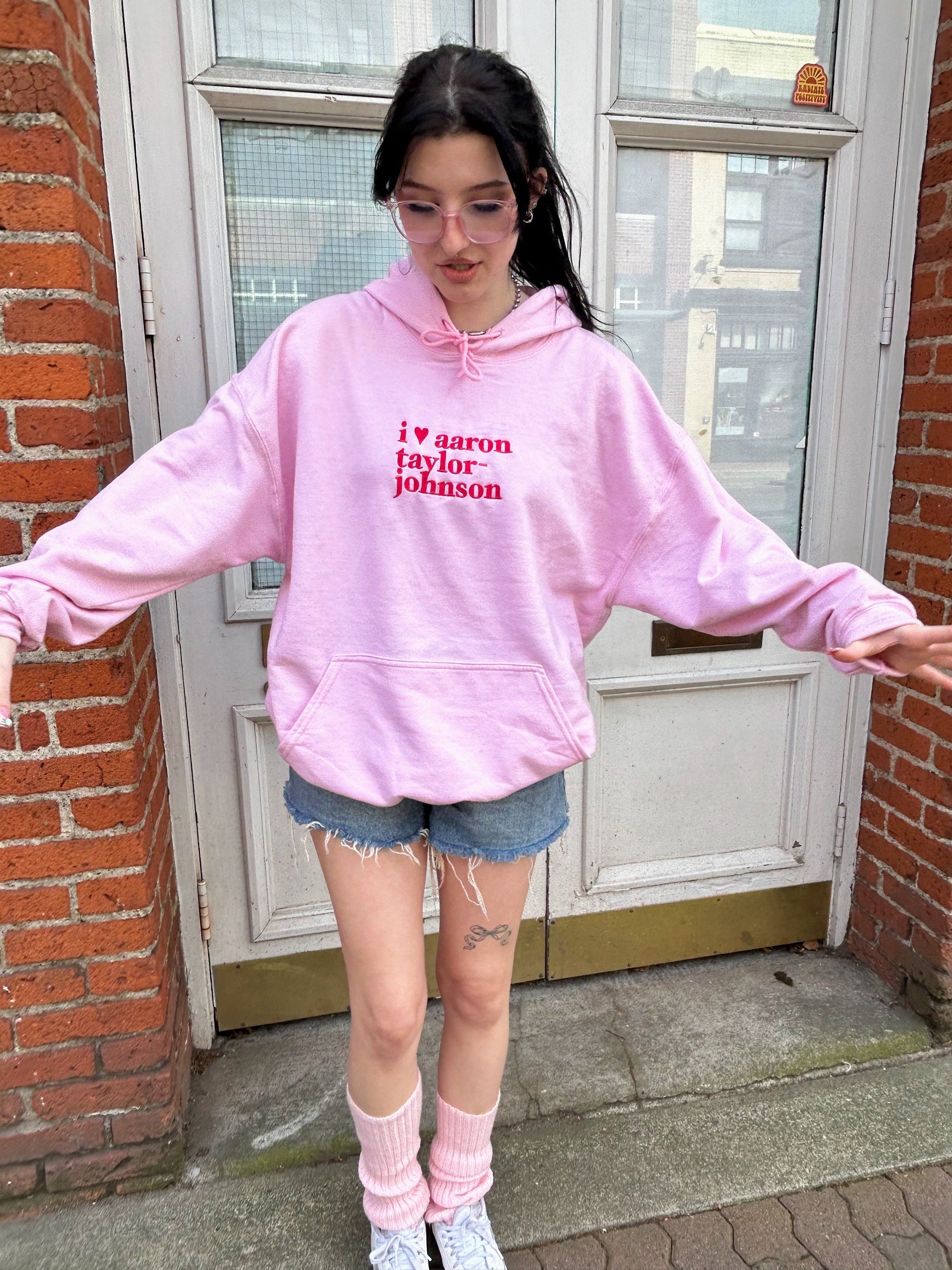 i heart aaron hoodie in pink - dalidab